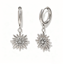Sunburst Crystal Drop Huggie Hoop Earrings - SEIYI