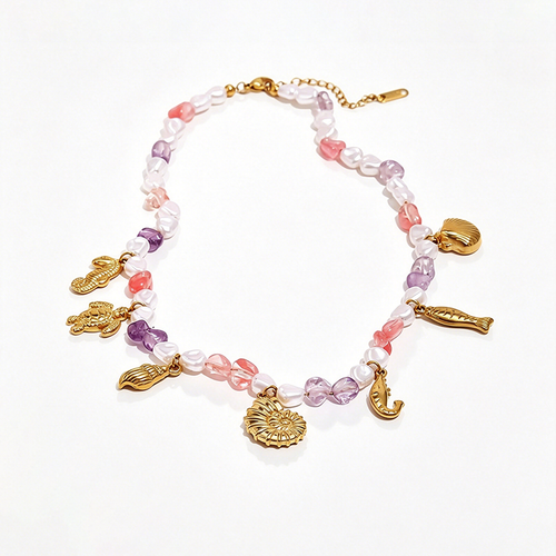 Marine Charm Mixed Bead Choker - SEIYI