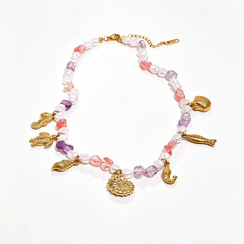 Marine Charm Mixed Bead Choker - SEIYI