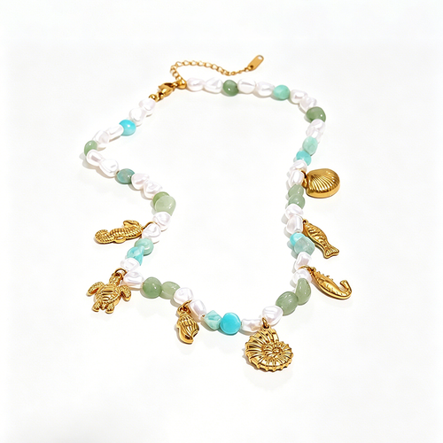 Marine Charm Mixed Bead Choker - SEIYI