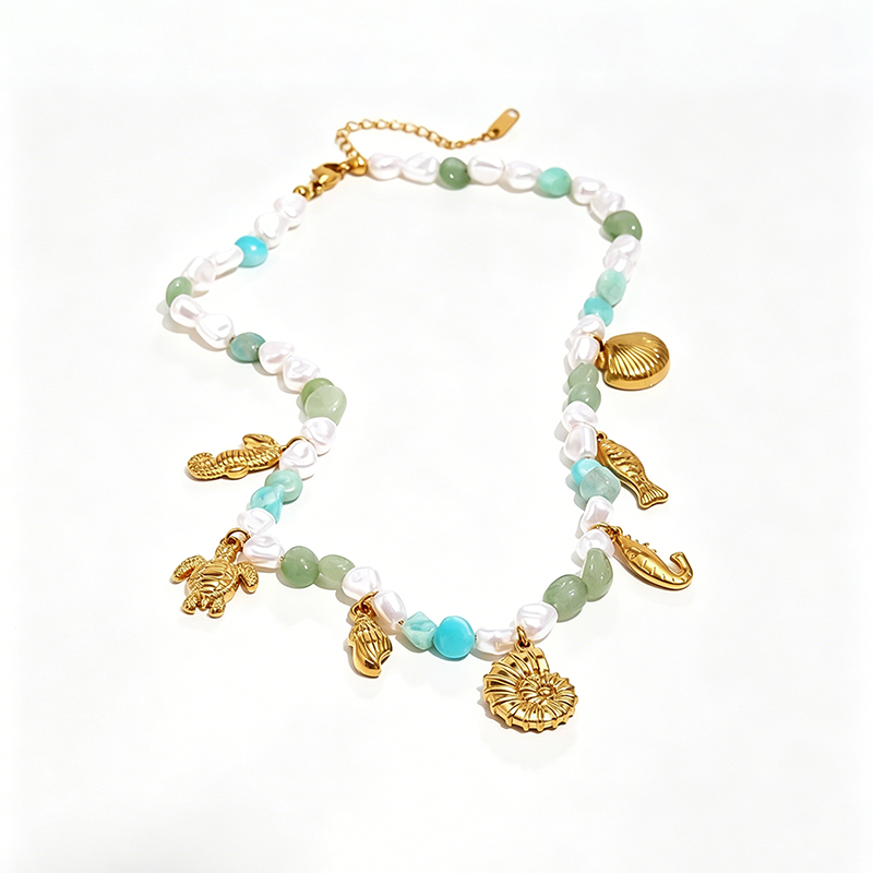 Marine Charm Mixed Bead Choker - SEIYI