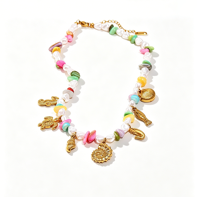 Marine Charm Mixed Bead Choker - SEIYI