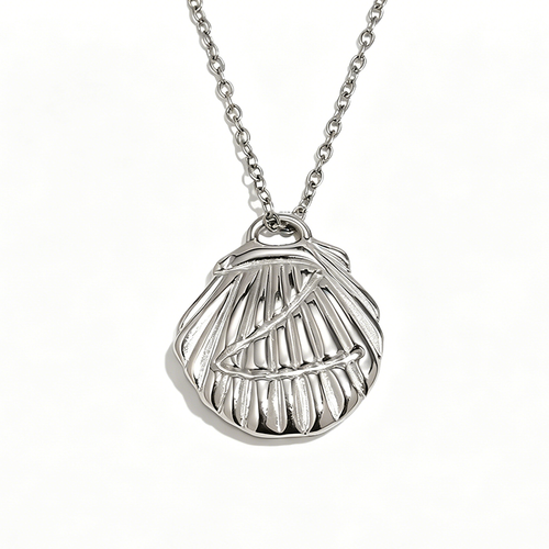 Textured Seashell Pendant Necklace - SEIYI