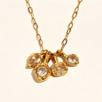 Hammered Multi Crystal Paperclip Necklace