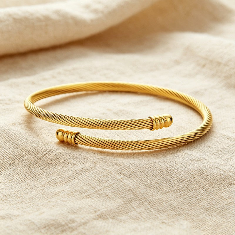 Delicate Twisted Craft Open Cuff - SEIYI