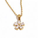 Pear Cut Crystal Flower Necklace - SEIYI
