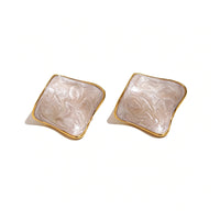 Swirl Enamel Irregular Square Studs