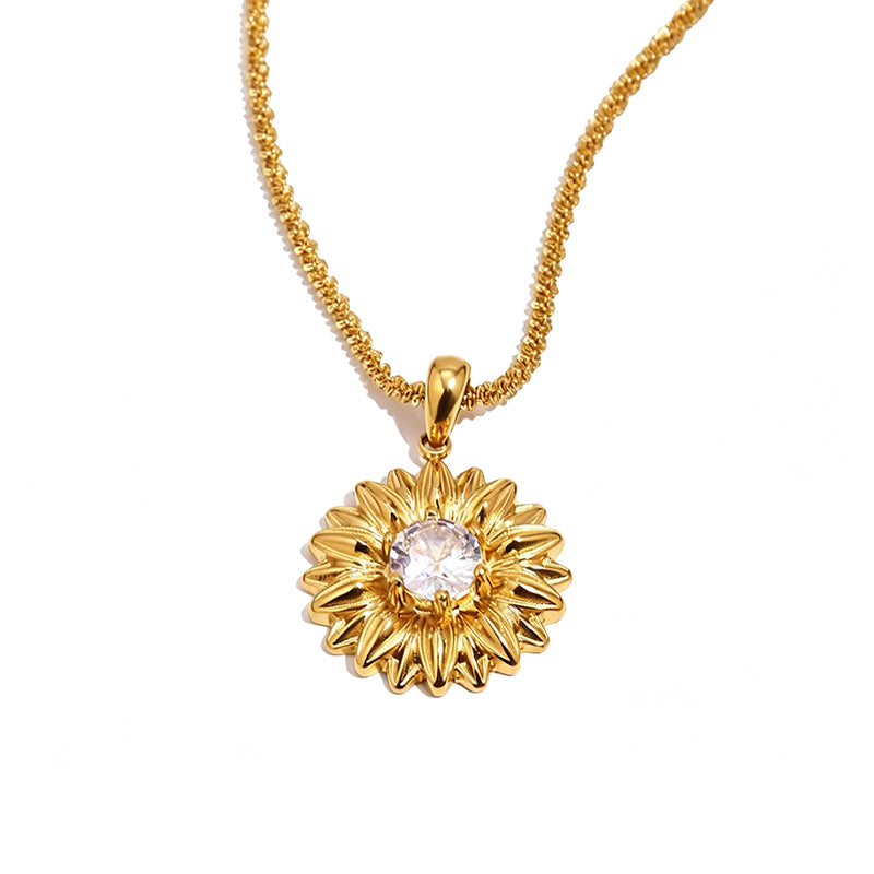 Sunflower Colored Zircon Pendant Necklace - SEIYI
