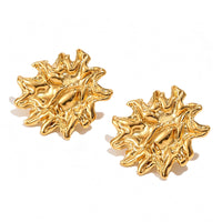 Crinkled Abstract Metal Stud Earrings