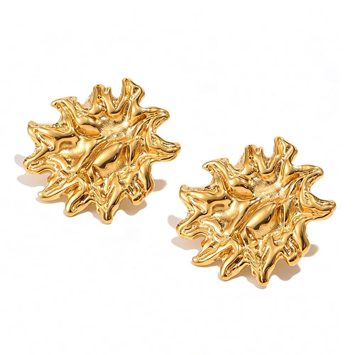 Crinkled Abstract Metal Stud Earrings - SEIYI