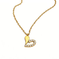 Half Pave Hollow Heart Pendant Necklace