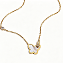 Shell Inlay Zircon Heart Butterfly Pendant Necklace - SEIYI