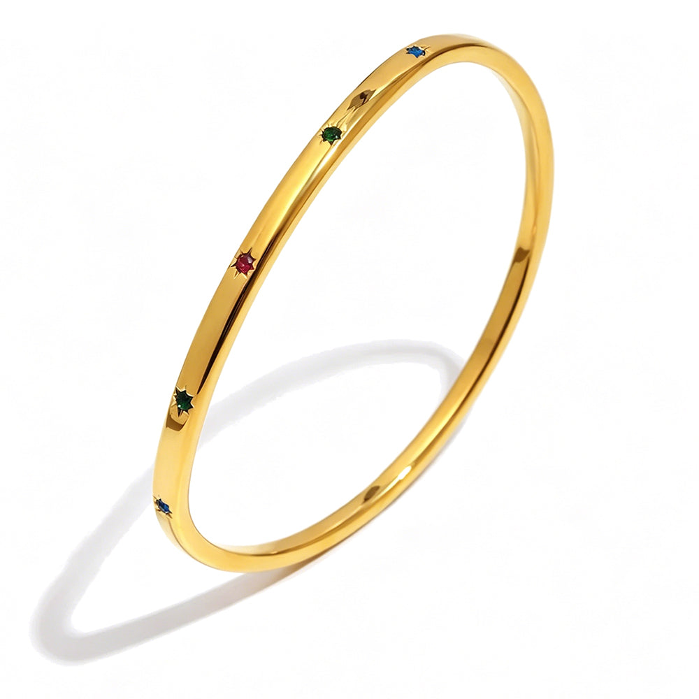 Thin Multicolor Star Zircon Bangle - SEIYI