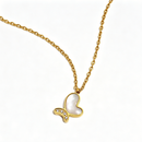 Shell Inlay Zircon Heart Butterfly Pendant Necklace - SEIYI