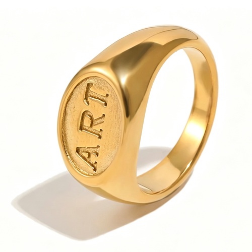 ART Embossed Oval Signet Ring - SEIYI