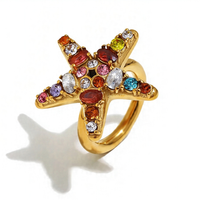 Colorful Crystal Starfish Ring