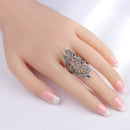 Antique Tibetan Silver Gray Crystal Flower Ring