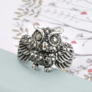 Bright Black Crystal Owl Ring