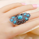 Gray Crystal Turquoise Punk Ring