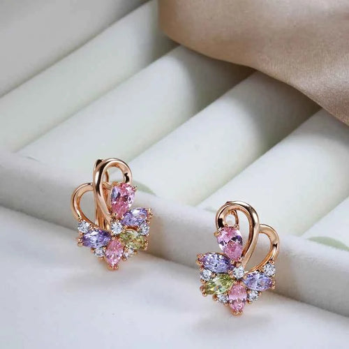 Colored Gemstone Petal Earrings