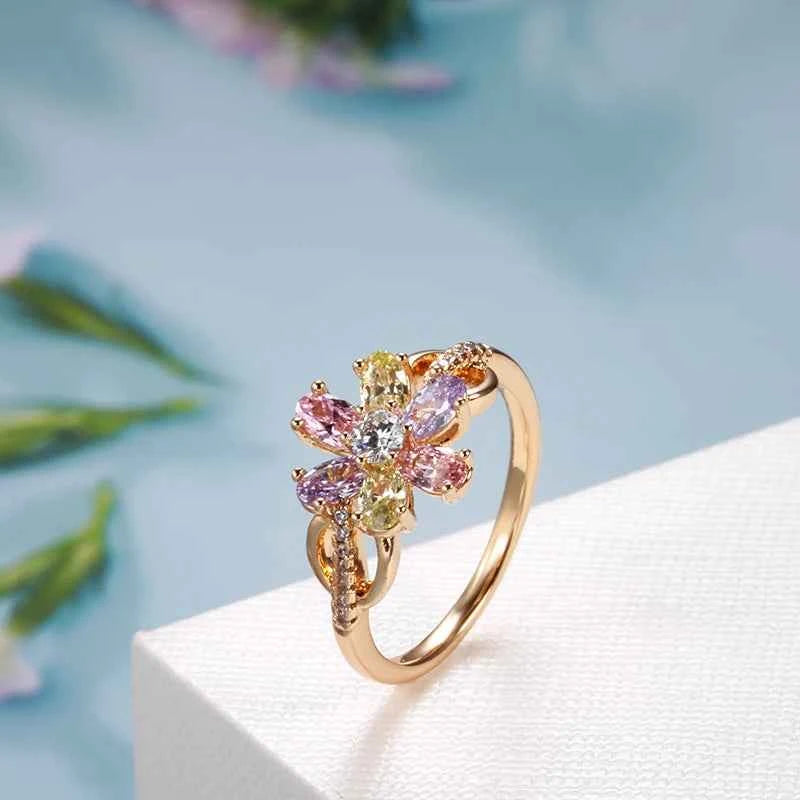 Colorful Flower Ring For Women