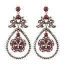 Red Crystal Flower Earrings