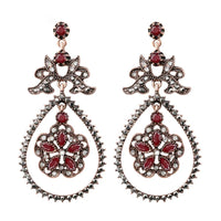 Red Crystal Flower Earrings