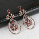 Red Crystal Flower Earrings