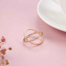 Geometric Cross Pave Zircon Rose Gold Ring