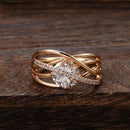 Geometric Cage White Zircon Statement Ring