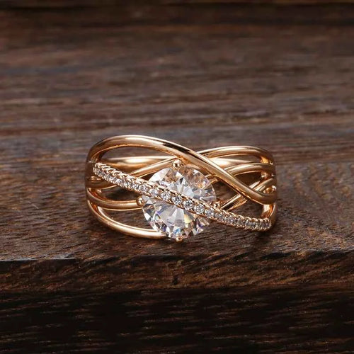 Geometric Cage White Zircon Statement Ring