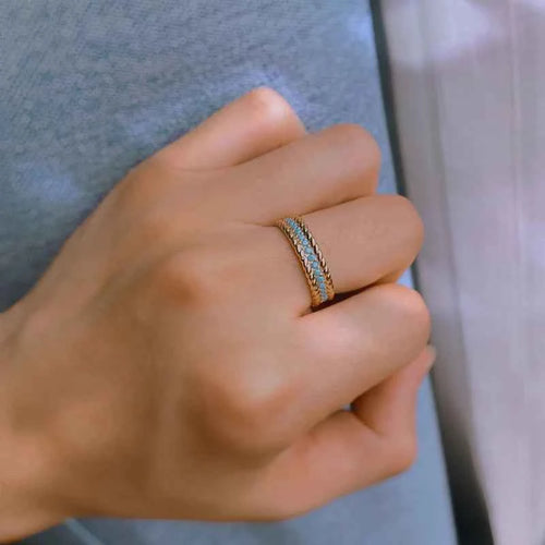Rose Gold Turquoise Eternity Stacking Ring