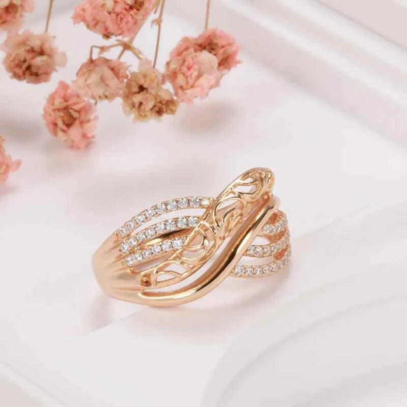 Rose Gold Hollow Flower Ethnic Ring