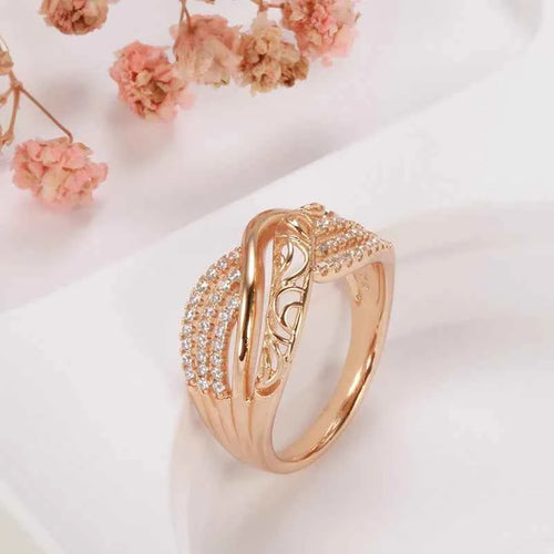 Rose Gold Hollow Flower Ethnic Ring