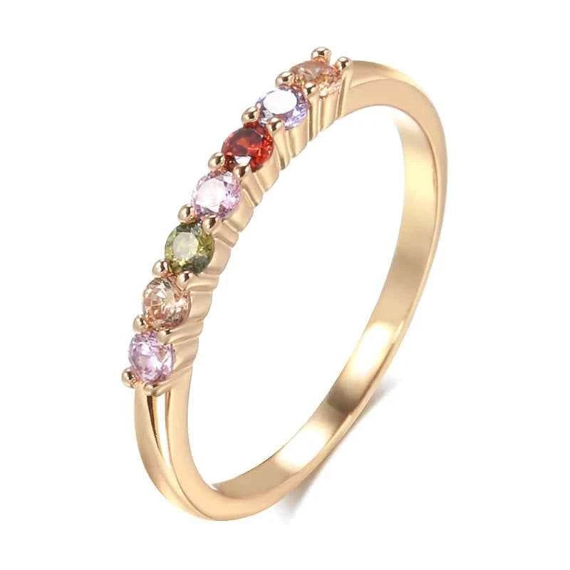 Rainbow Multi-Color Zircon Stacking Ring
