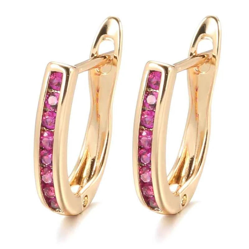 Rose Gold Green Zircon Mini Hoop Earrings