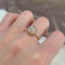 Pavé Rose Flower Zircon Rose Gold Ring