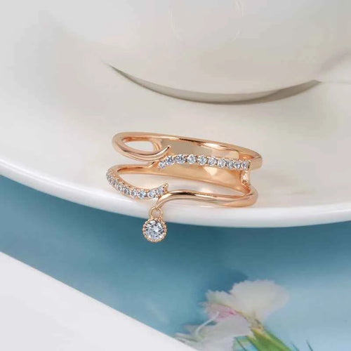 Open Wrap Zircon Drop Rose Gold Ring