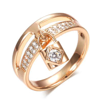 Lock Charm Pave White Zircon Statement Ring