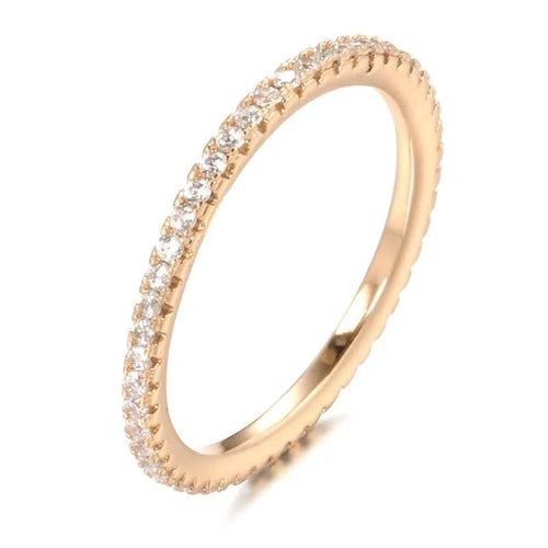 Pavé White Zircon Stackable Rose Gold Band