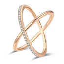 Geometric Cross Pave Zircon Rose Gold Ring