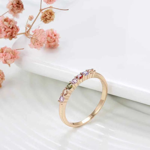 Rainbow Multi-Color Zircon Stacking Ring