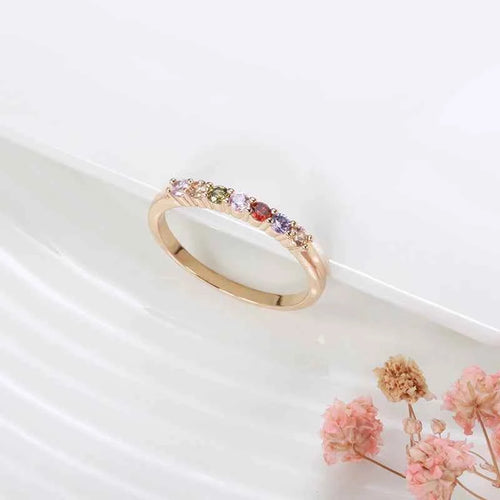 Rainbow Multi-Color Zircon Stacking Ring