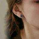 Rose Gold Black Zircon Round Stud Earrings