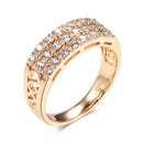 Triple-Row Pavé White Zircon Rose Gold Band