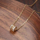 Rose Gold Hollow Flower Barrel Pendant Necklace