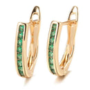 Rose Gold Green Zircon Mini Hoop Earrings