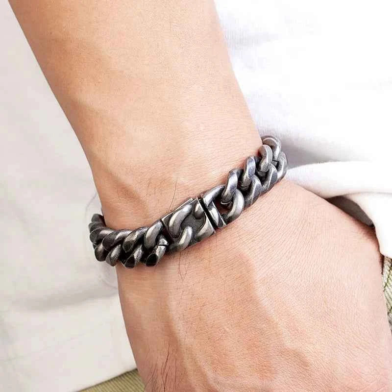 Vintage Oxidized Black Chain Men's Bracelet