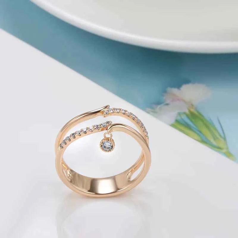 Open Wrap Zircon Drop Rose Gold Ring