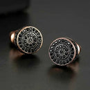 Rose Gold Black Zircon Round Stud Earrings